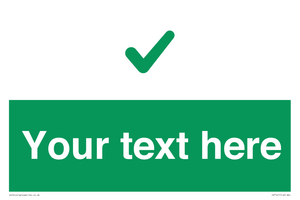 Custom green background, green tick sign